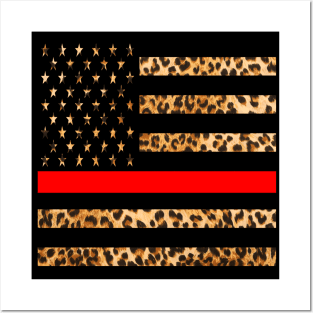 Leopard Thin Red Line Firefighters Posters and Art